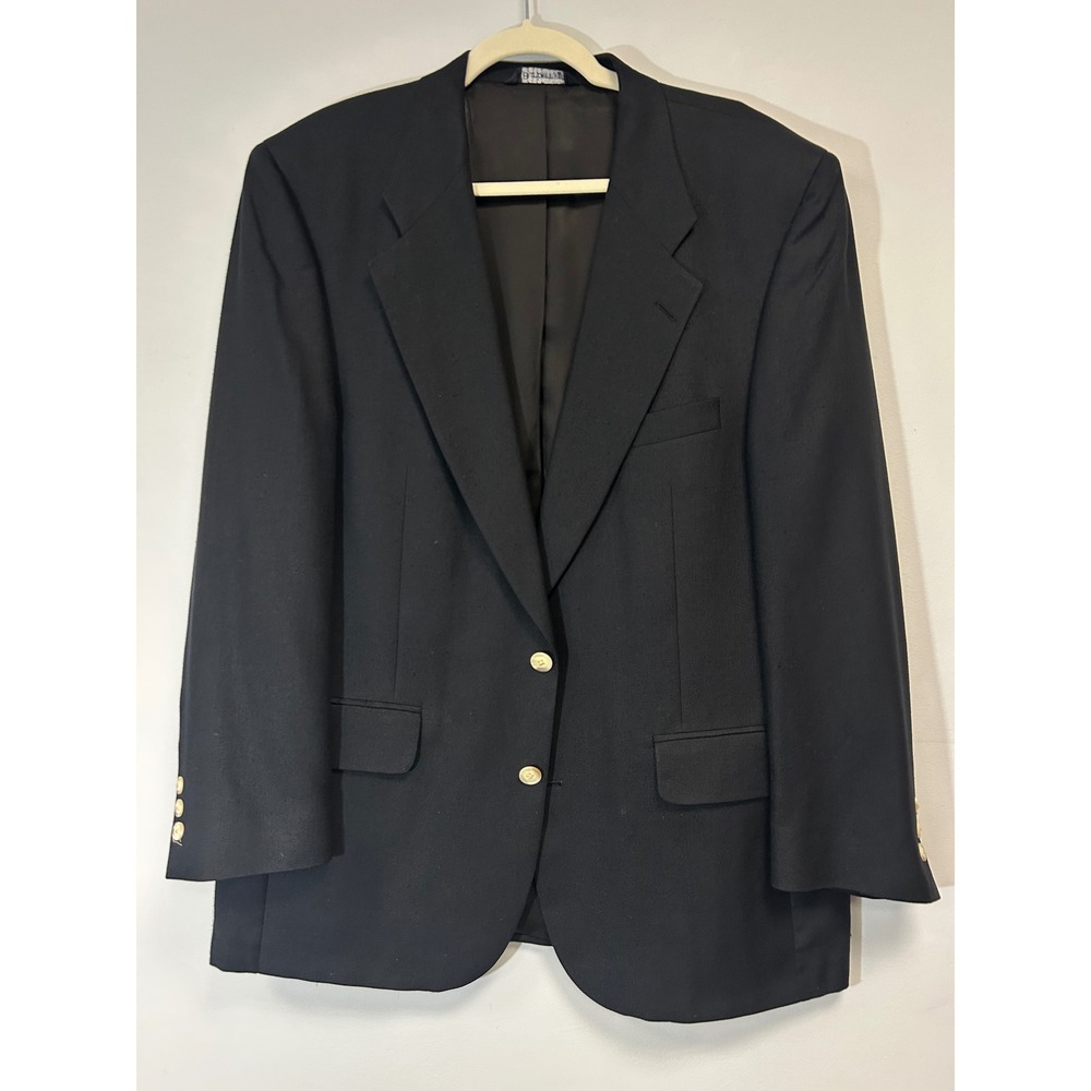 Vintage Burberrys Blazer Men 44R Black 100% Silk Sport Coat USA Made Two Button